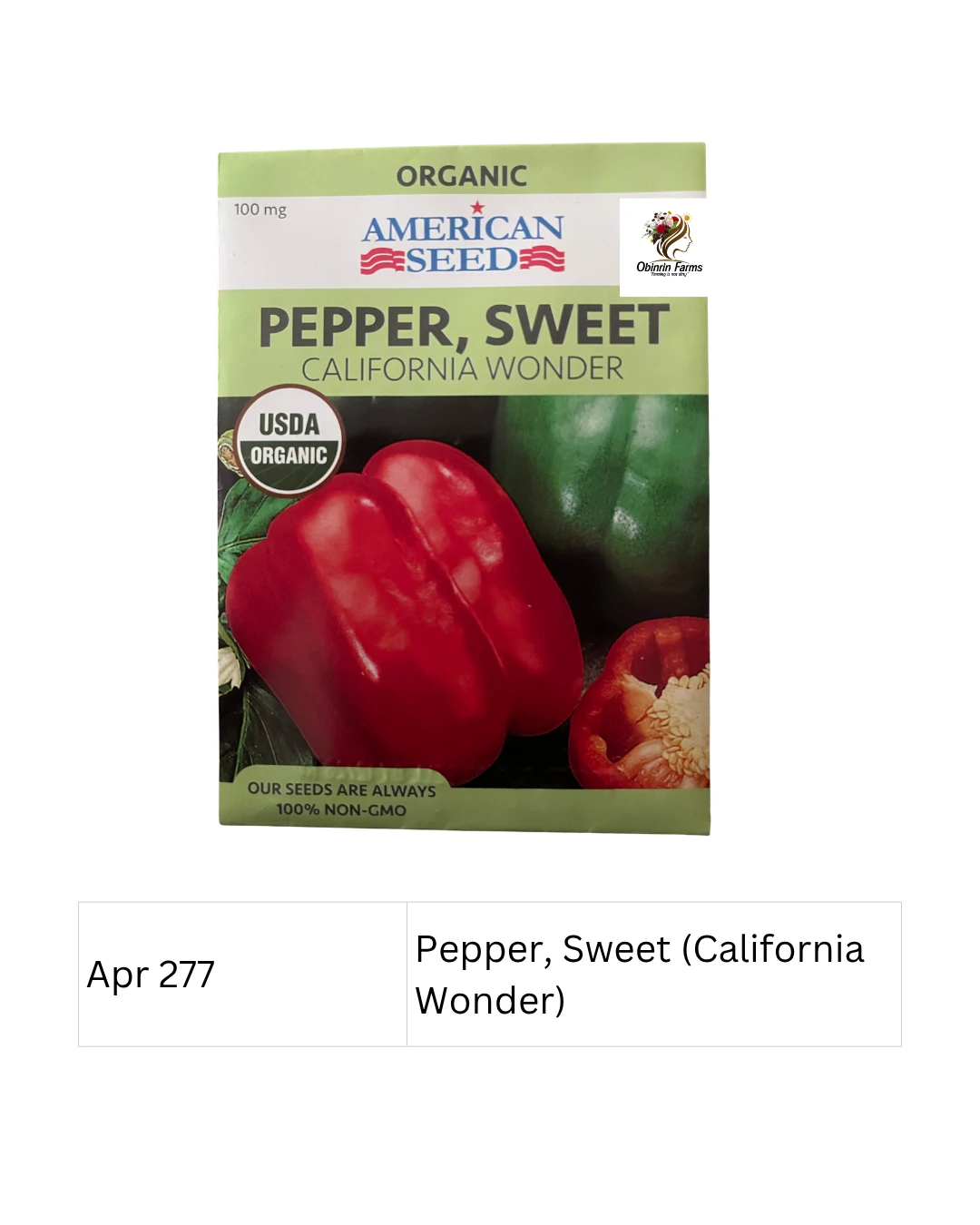 Pepper, Sweet (California Wonder) Organic