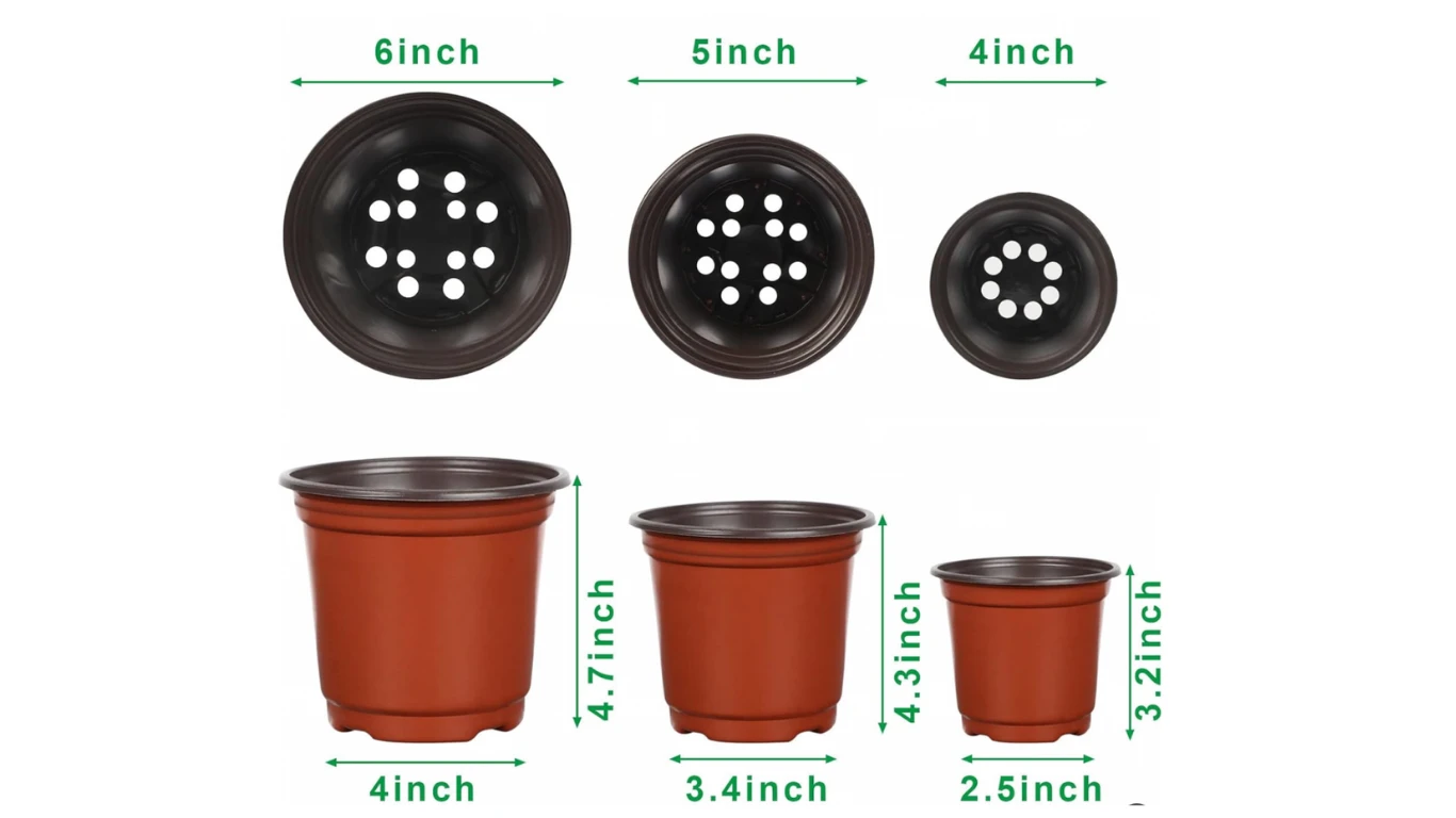 5  Plastic Nursery Pots  (mix & match!)