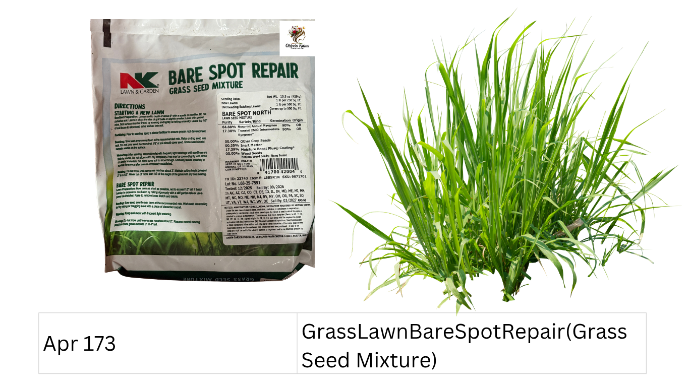 Grass Lawn Bare Spot Repair (Grass Seed Mixture)