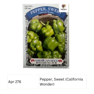 Pepper, Sweet (California Wonder)